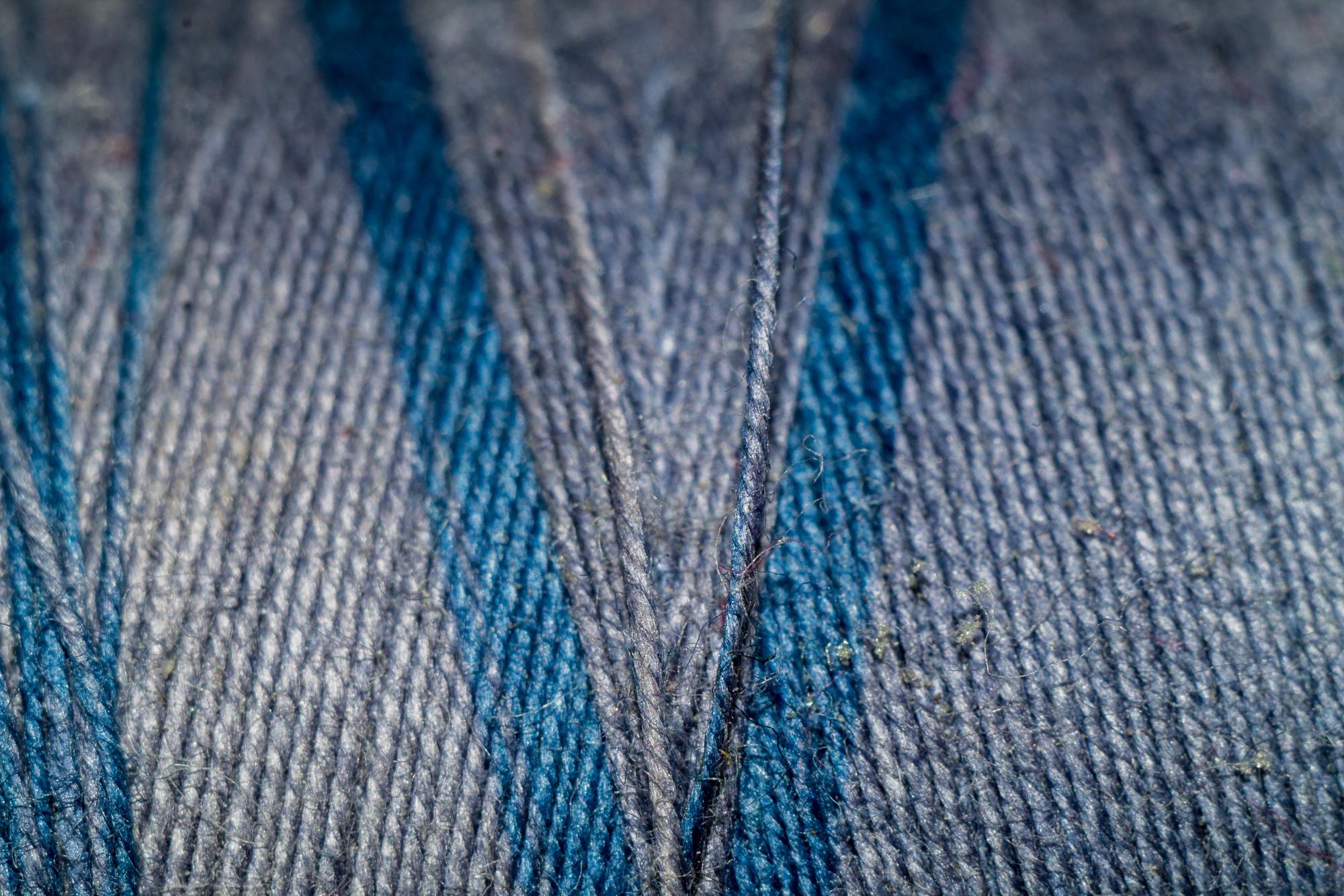 Close-up of contemporary embroidery on denim